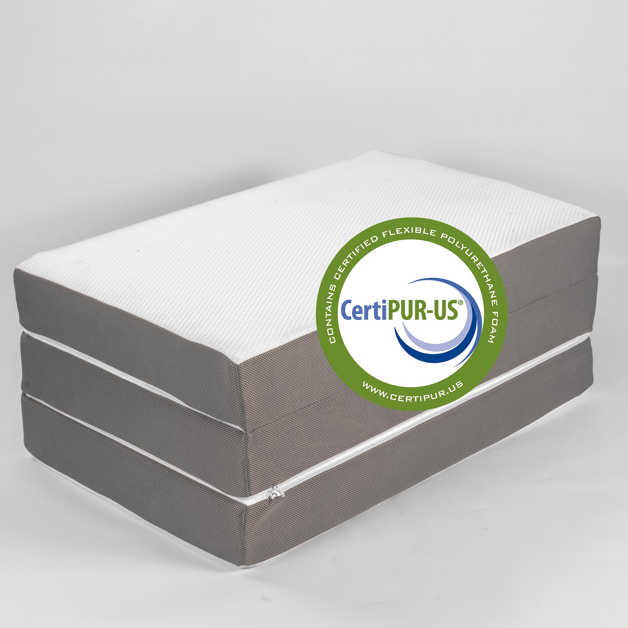 Nutan 4-Inch Tri-Folding Zippered, Gel Memory Foam Mattress, Cot Pad, Guest Bed, Portable Floor Mattress, Breathable Mesh Sides